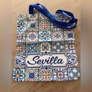 Blue and White Patterned Tote Bag